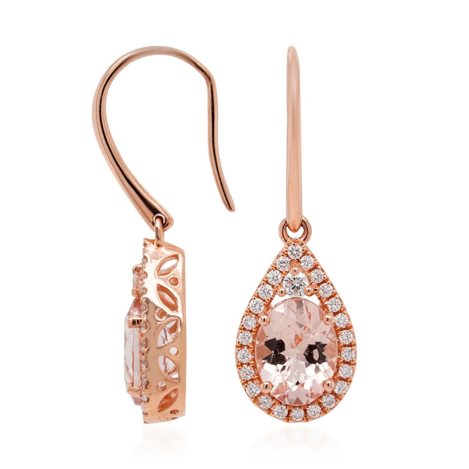 Introducing our exquisite Morganite 3.10 Carat Earrings, a stunning addition to any jewelry collection. These earrings feature a unique and elegant shepherds hook design that's both stylish and comfortable to wear. Crafted from high-quality 14K rose