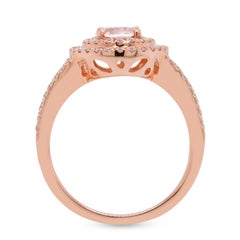 Gem Bleu 0.93ct Morganite Double Halo Ring