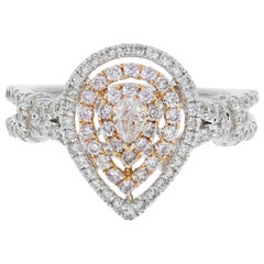 Bague solitaire en diamants roses et diamants blancs de 0,09 carat