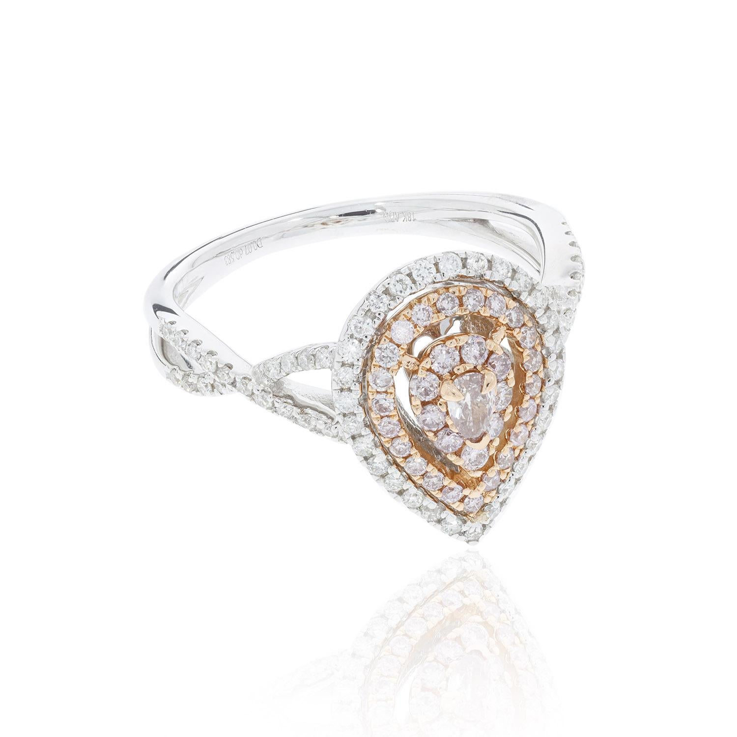 Contemporary Gem Bleu 0.07 ct Solitaire Pink Diamond with 0.24ct Pink and White Diamond Ring