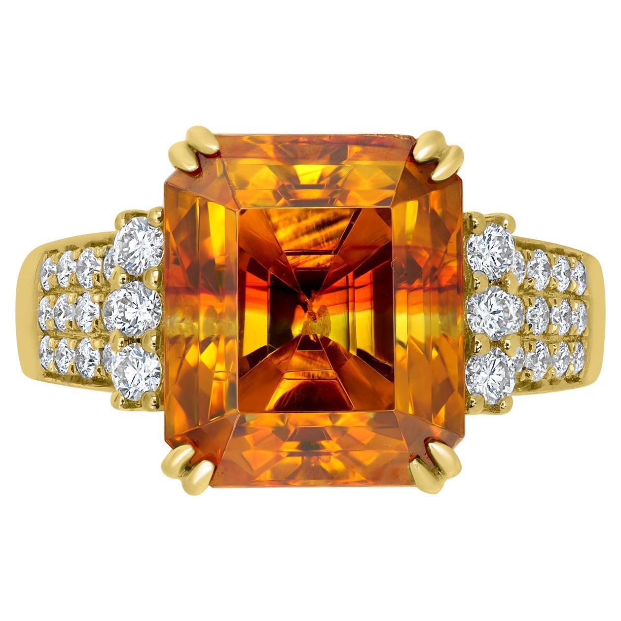 Gem Bleu Sphalerite 10.54 Carat Emerald Cut Ring For Sale