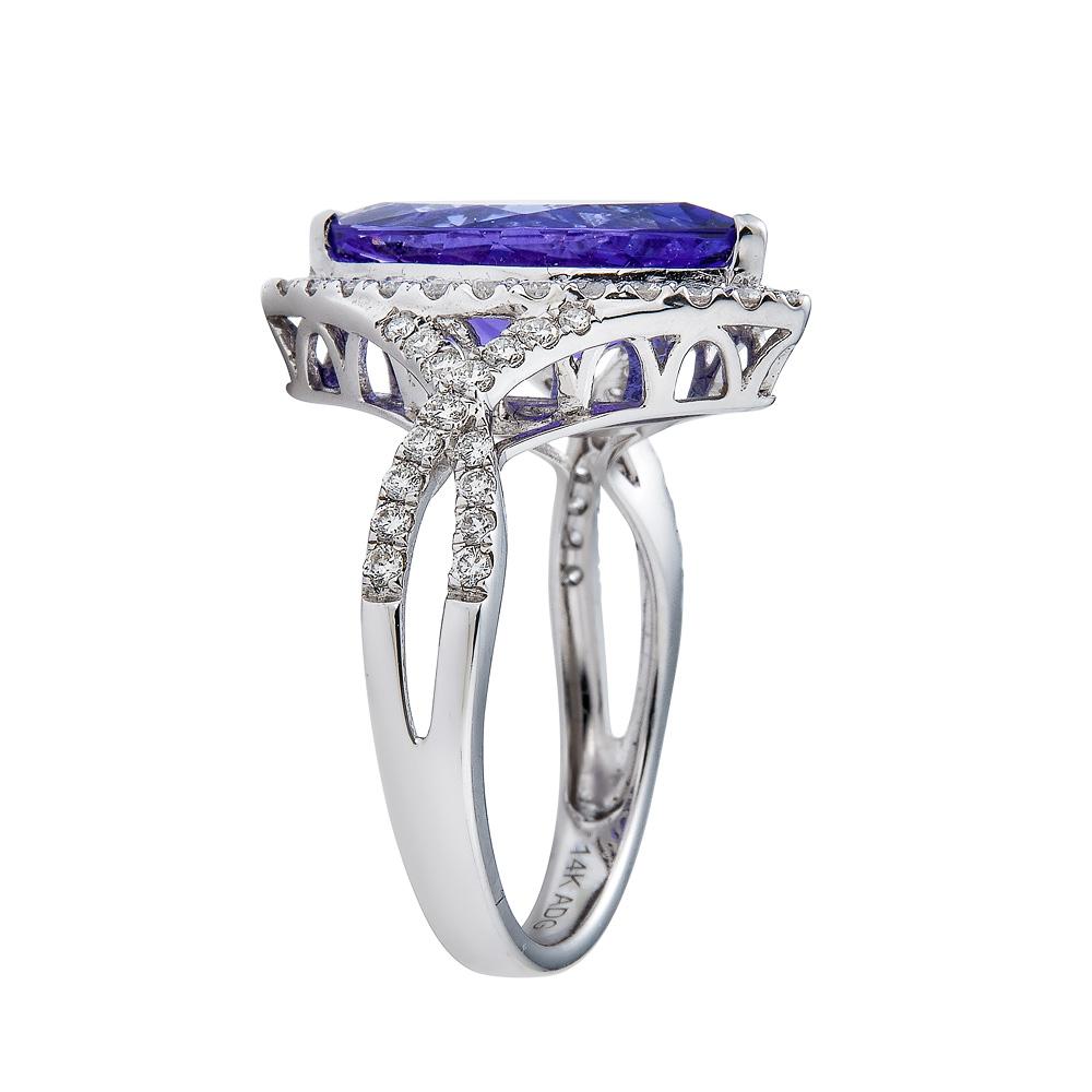 Edelstein Bleu Tansanit 3,5 Karat Marquise Ring (Zeitgenössisch)