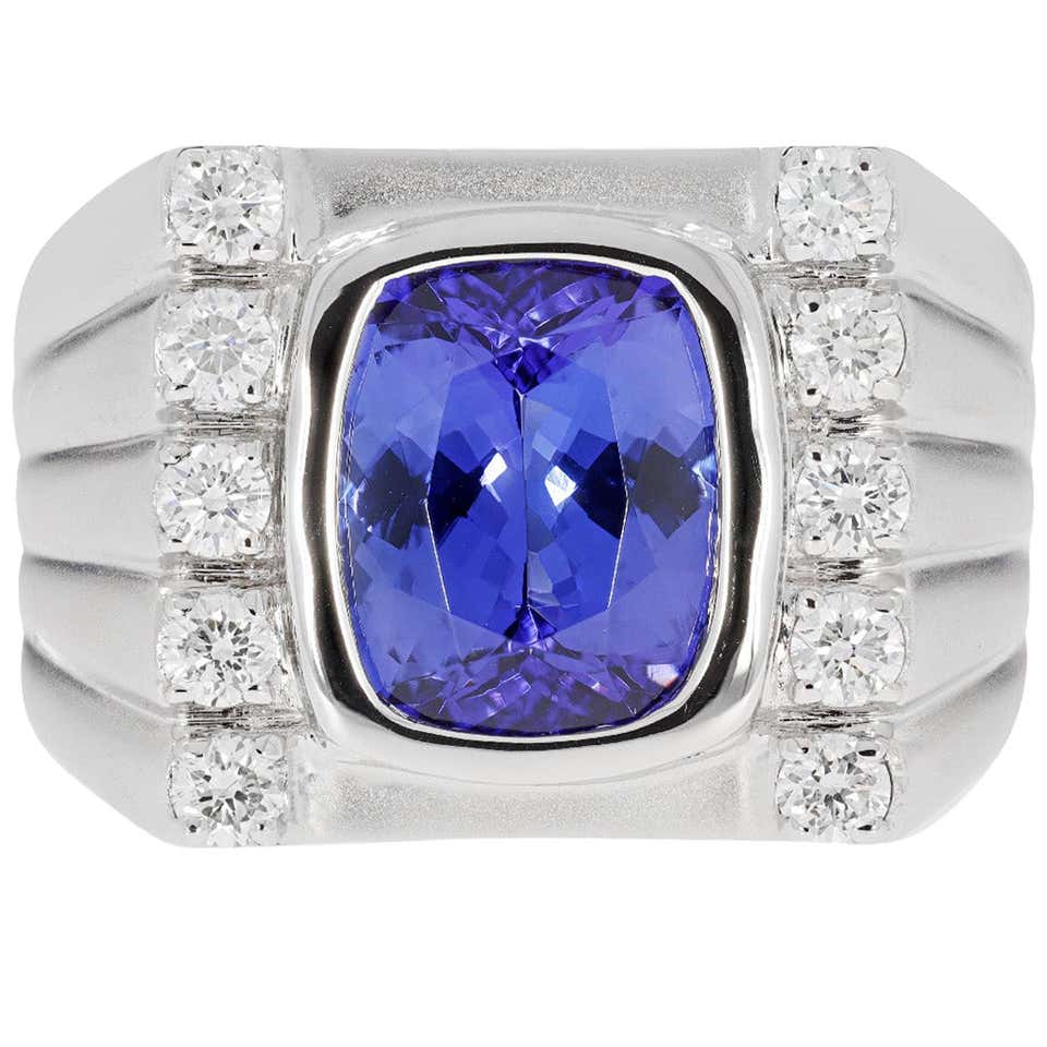Gem Bleu Tanzanite 4.24 Carat Men's Ring at 1stDibs