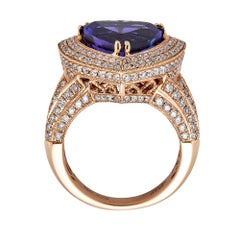 Gem Bleu Tanzanite 7.85 Carat Trillion Shape Ring