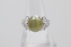 Gem Cats-Eye Chrysoberyl Diamond Platinum Ring