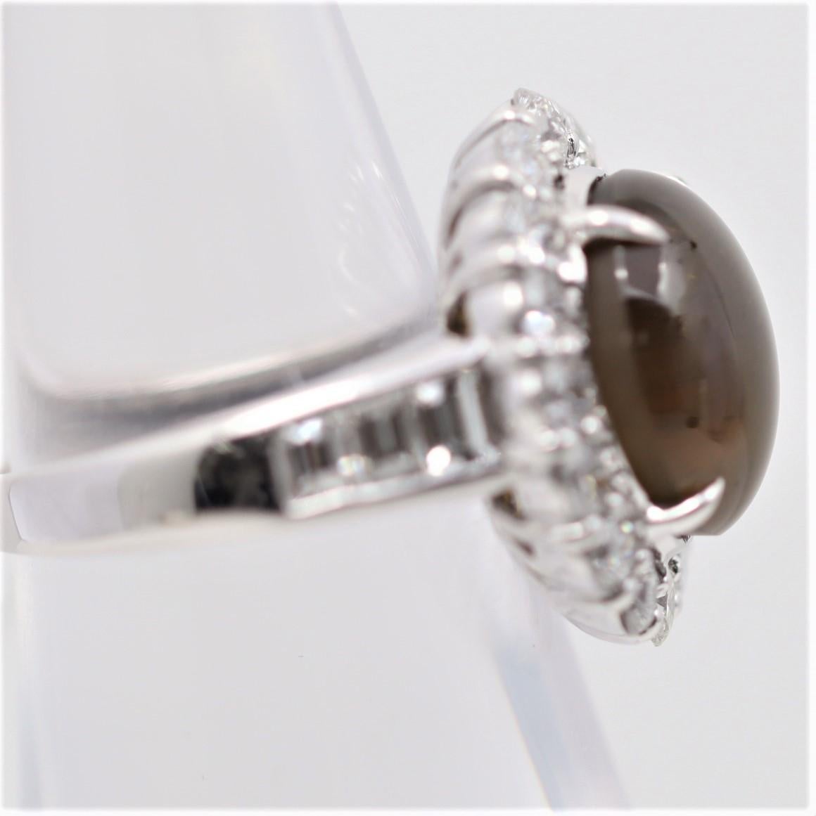 Mixed Cut Gem Cat’s Eye Chrysoberyl Diamond Platinum Ring For Sale