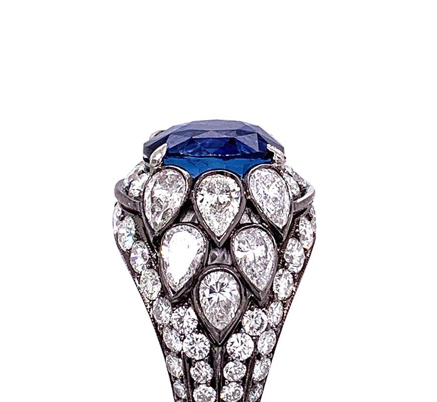 Gem Ceylon Sapphire Diamond Gold Ring, GIA Certified For Sale 4