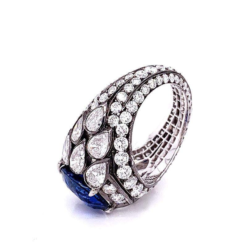 Gem Ceylon Sapphire Diamond Gold Ring, GIA Certified For Sale 5