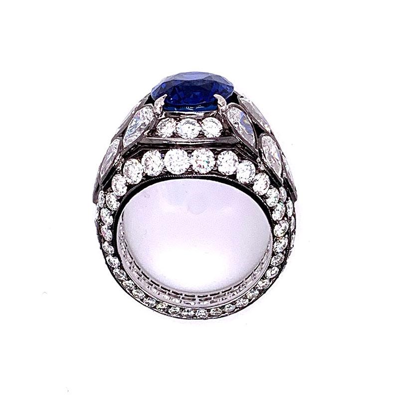 Gem Ceylon Sapphire Diamond Gold Ring, GIA Certified For Sale 6