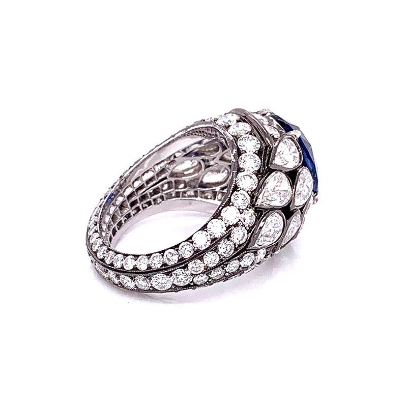 Gem Ceylon Sapphire Diamond Gold Ring, GIA Certified For Sale 1