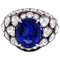 Gem Ceylon Sapphire Diamond Gold Ring, GIA Certified