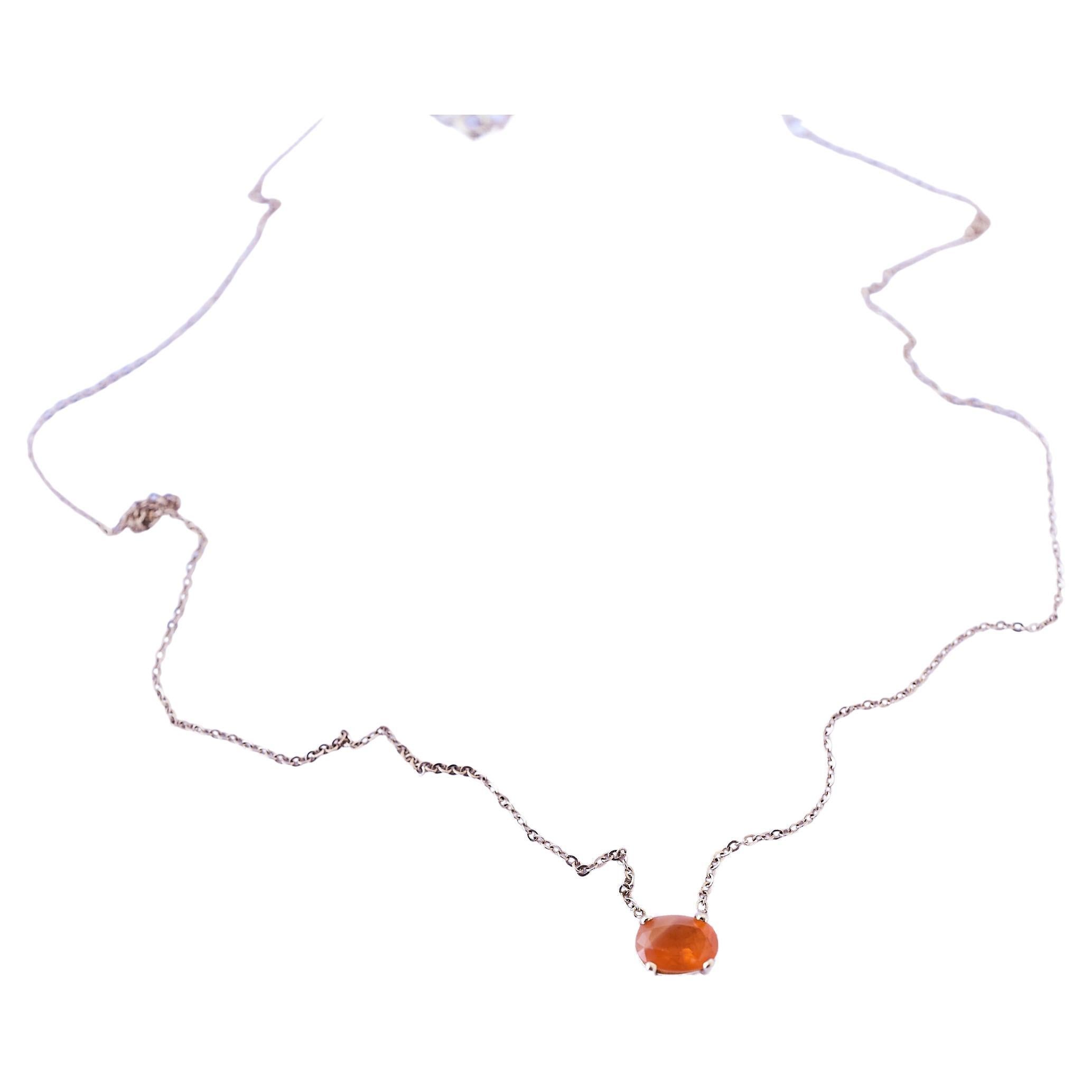 Gem Chain Necklace Choker Fire Opal 14k Gold J Dauphin In New Condition For Sale In Los Angeles, CA