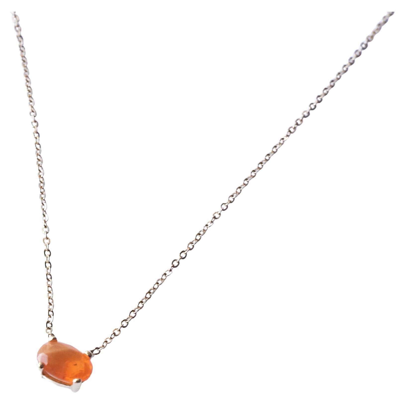 Gem Chain Necklace Choker Fire Opal 14k Gold J Dauphin For Sale