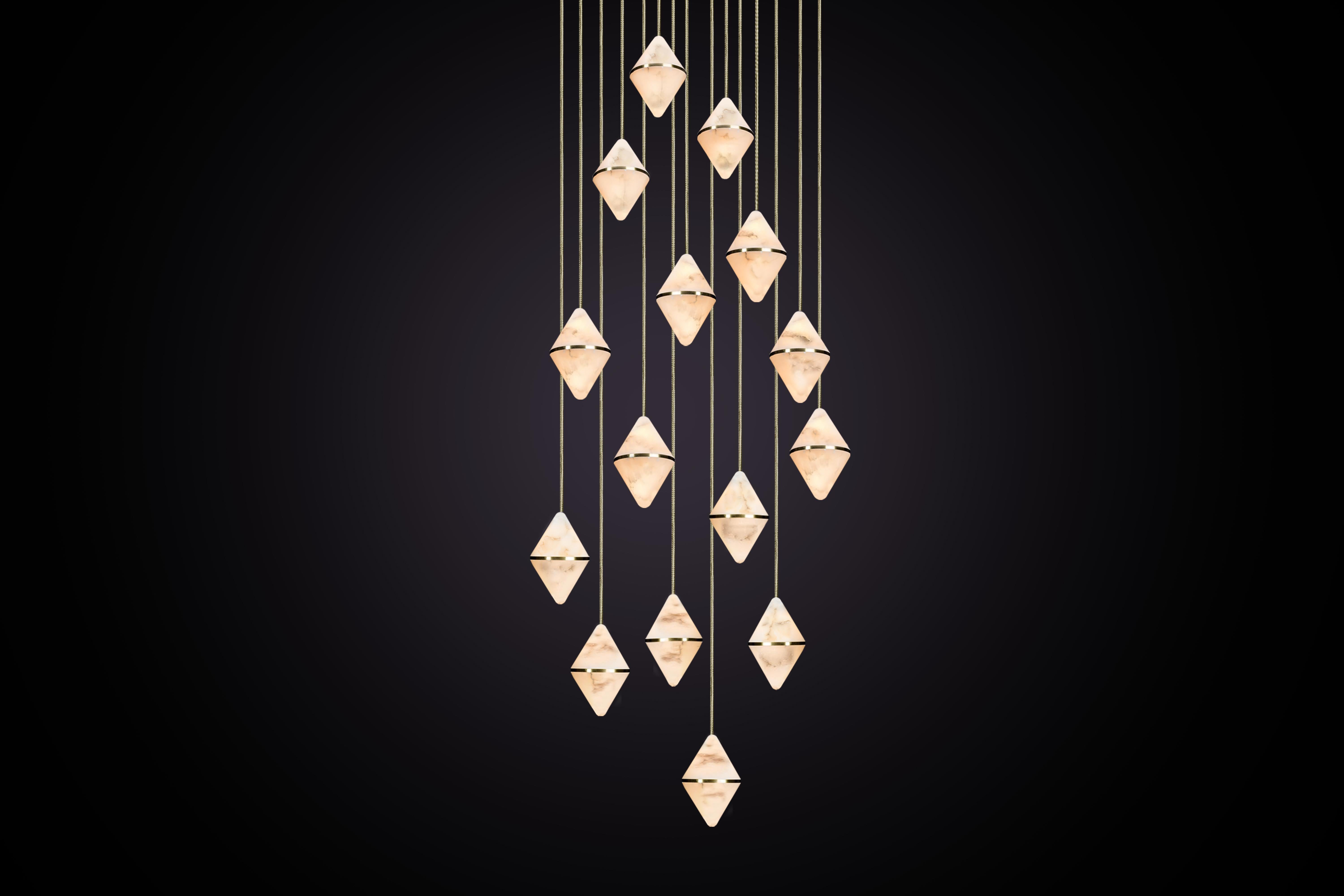 Inspired by the beauty of precious stones and the creativity of the craftspeople who work them. 

Created from alabaster, a material with a long history of use in the visual arts. Loved for its distinct veining and beautiful light-emitting