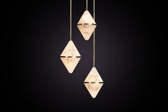 Marc Wood Gem Chandelier Luxury Light Circular 3, Brushed Brass & Alabaster