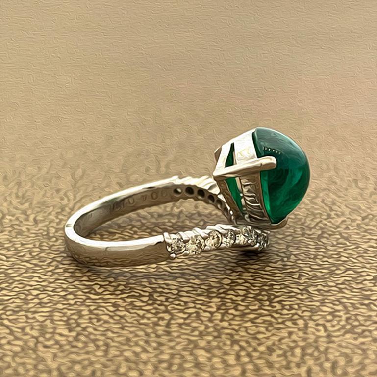 Gem Columbian Emerald Diamond Platinum Ring, AGL Certified In New Condition In Beverly Hills, CA