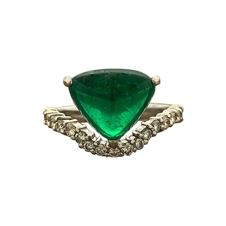 Gem Columbian Emerald Diamond Platinum Ring, AGL Certified