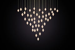 Marc Wood Gem Chandelier Luxury Light Conical 50, Brushed Brass & Alabaster