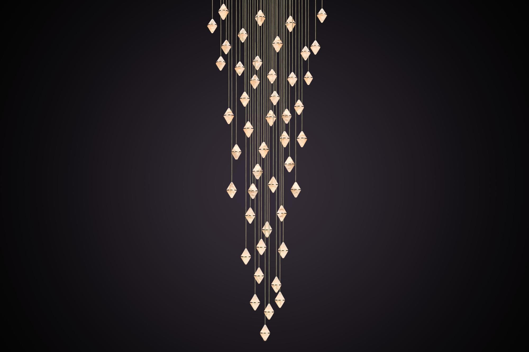 Inspired by the beauty of precious stones and the creativity of the craftspeople who work them. 

Created from alabaster, a material with a long history of use in the visual arts. Loved for its distinct veining and beautiful light-emitting