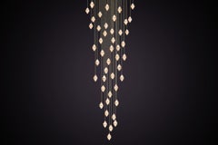Marc Wood Gem Chandelier Luxury Light Conical 50 Long, Brushed Brass & Alabaster