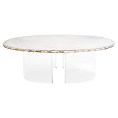 "Gem" Contemporary Cocktail Coffee Table, Silvered Double Surface, plexy legs 