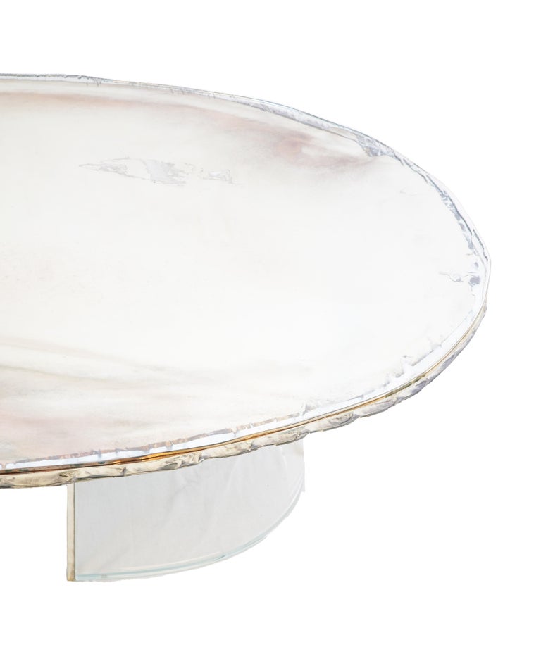 Gem, Contemporary Dining Table 285 Silvered Glass Top, Pair of "Gem