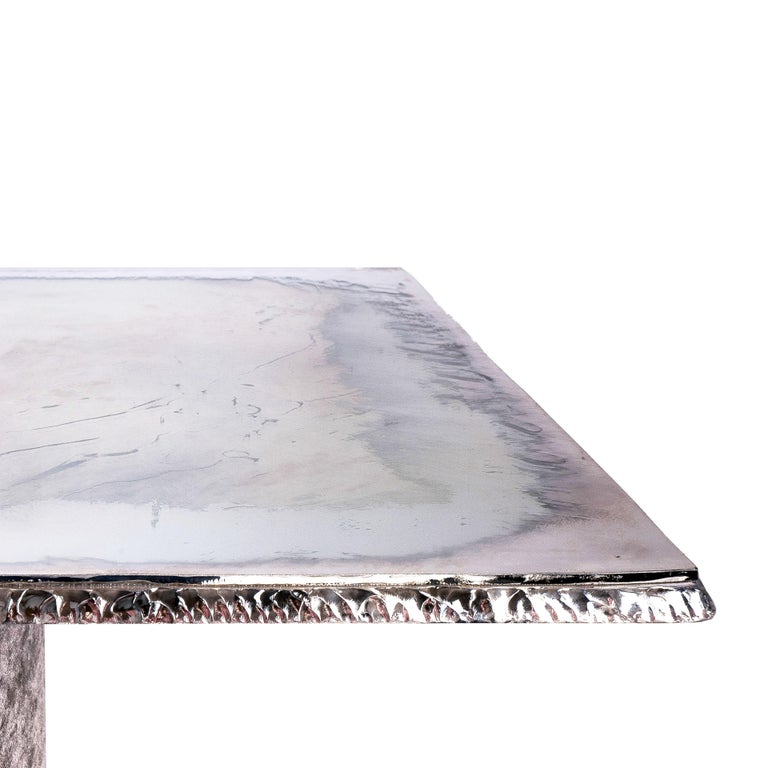 Gem, Contemporary Dining Table 285 Silvered Glass Top, Pair of "Gem