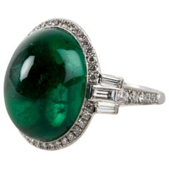 Gem Emerald Cabochon Ring