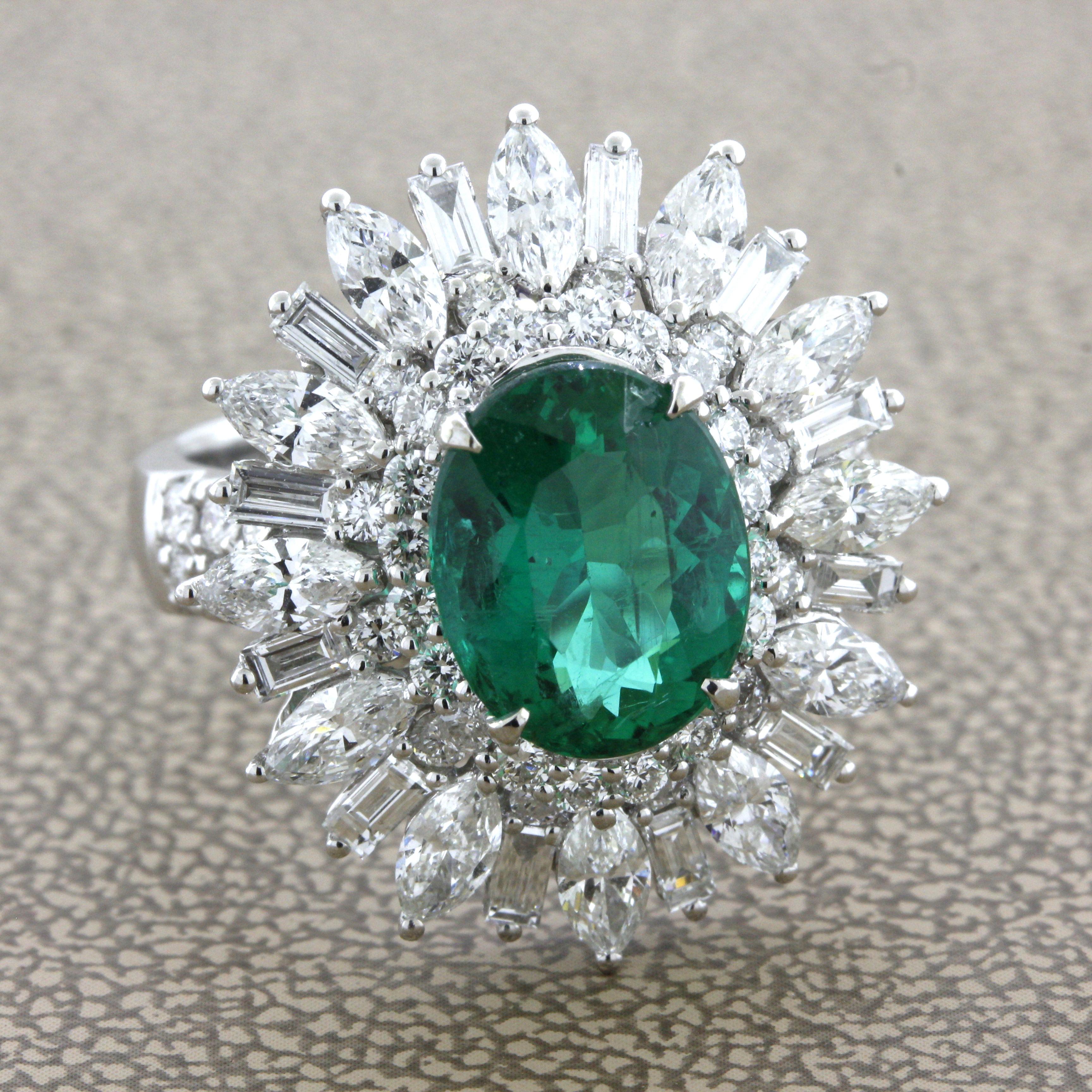 emerald sunburst ring