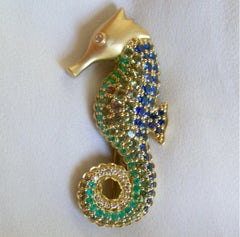 Gem Encrusted Sea Horse Brooch & Lapel Pin