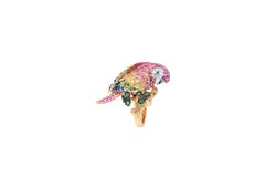 Gem Gallery Parrot Ring with Multicolored Diamonds