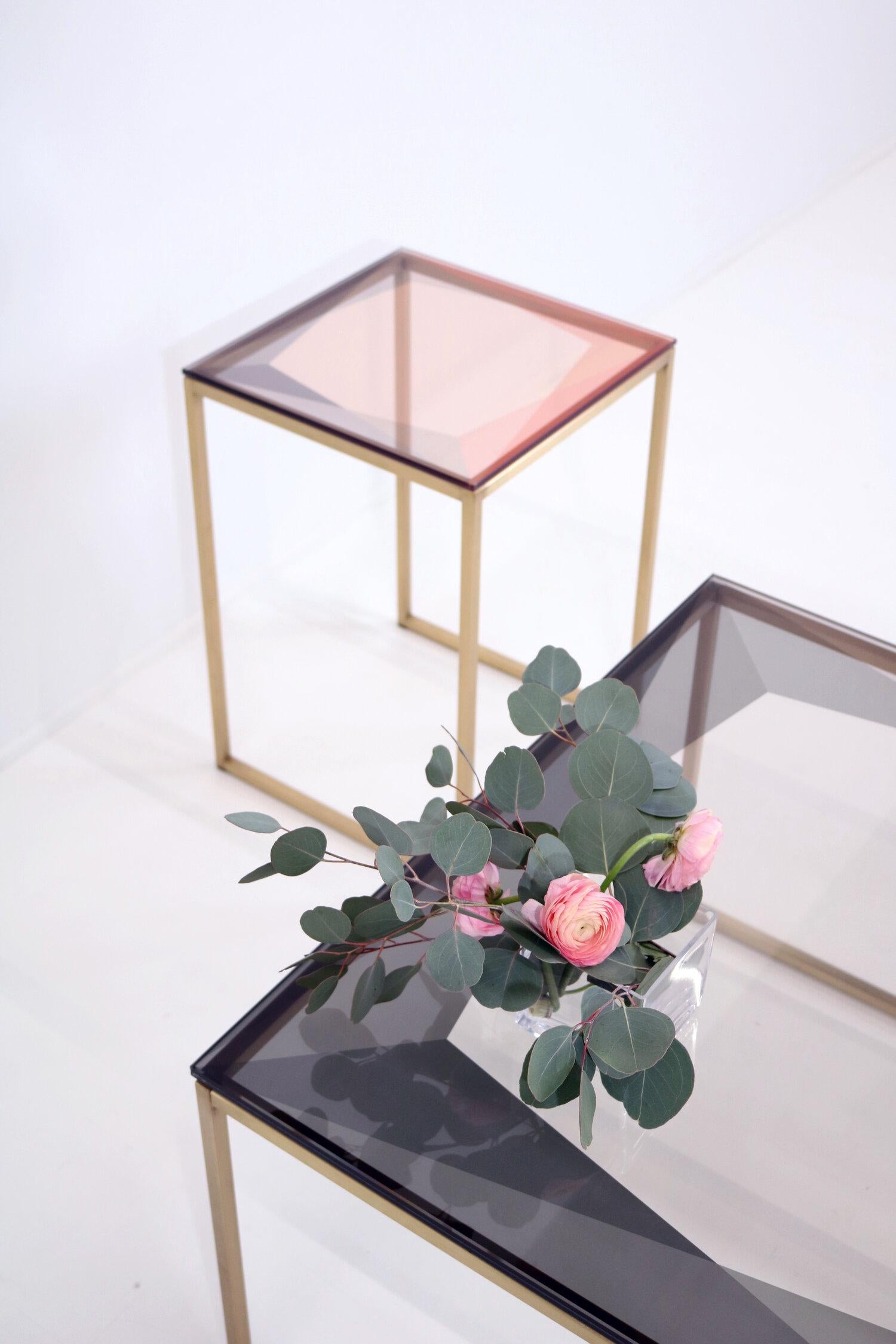 Other Gem Glass Side Table Blush / Brass by Debra Folz