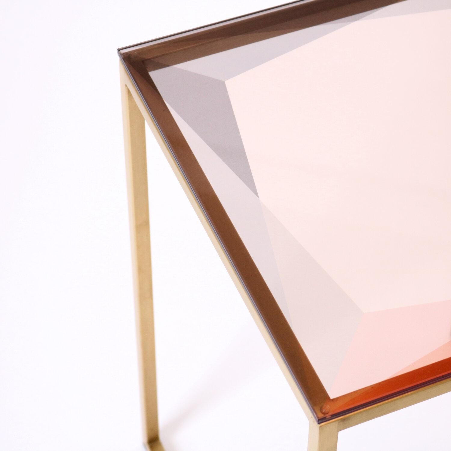 American Gem Glass Side Table Blush / Brass by Debra Folz