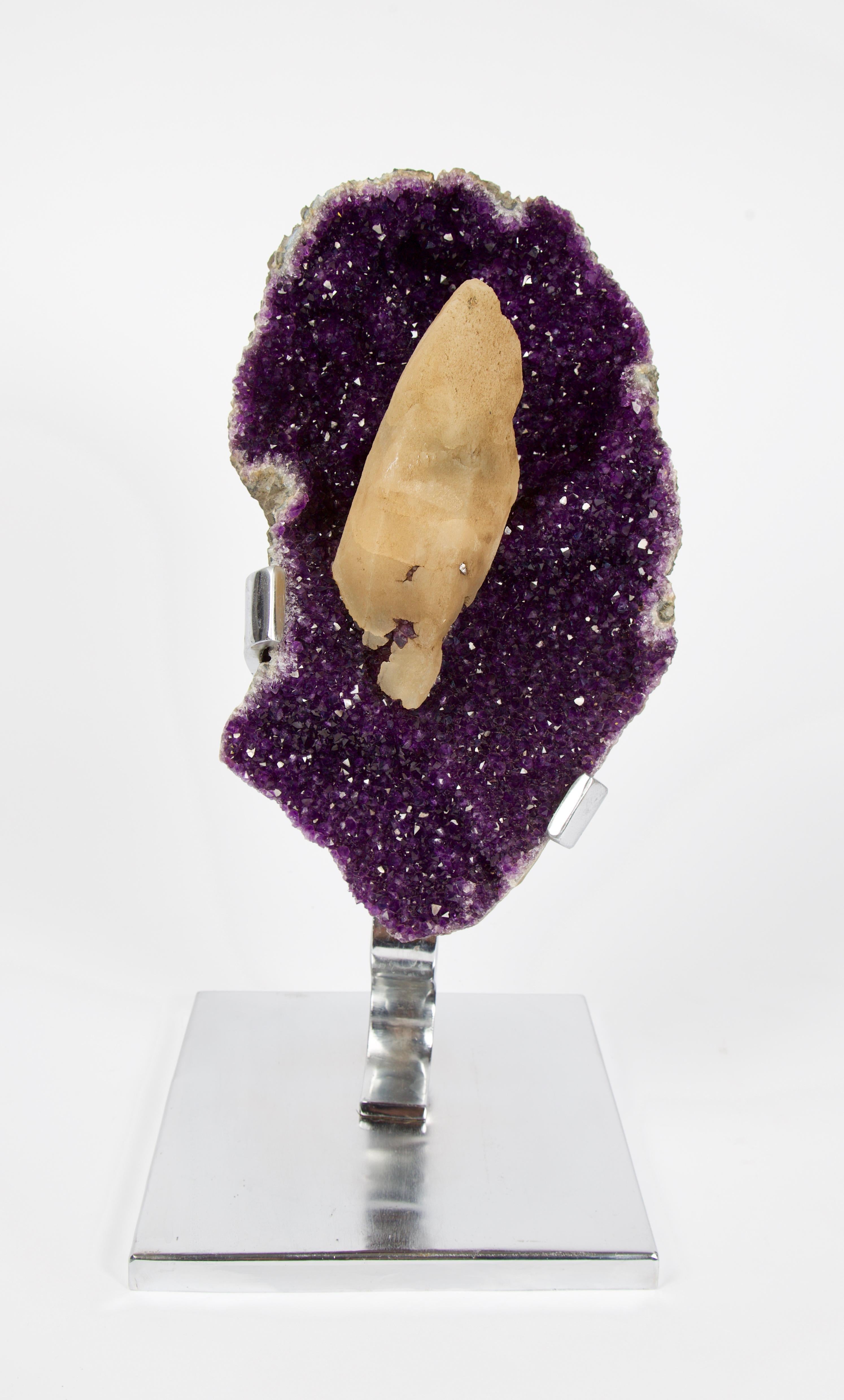 The amethyst geodes from Uruguay are mined from the same rock formation as their relatives just to the north across the border into southern Brazil and are igneous (volcanic) in origin. Uruguay amethyst, however, can usually be differentiated from
