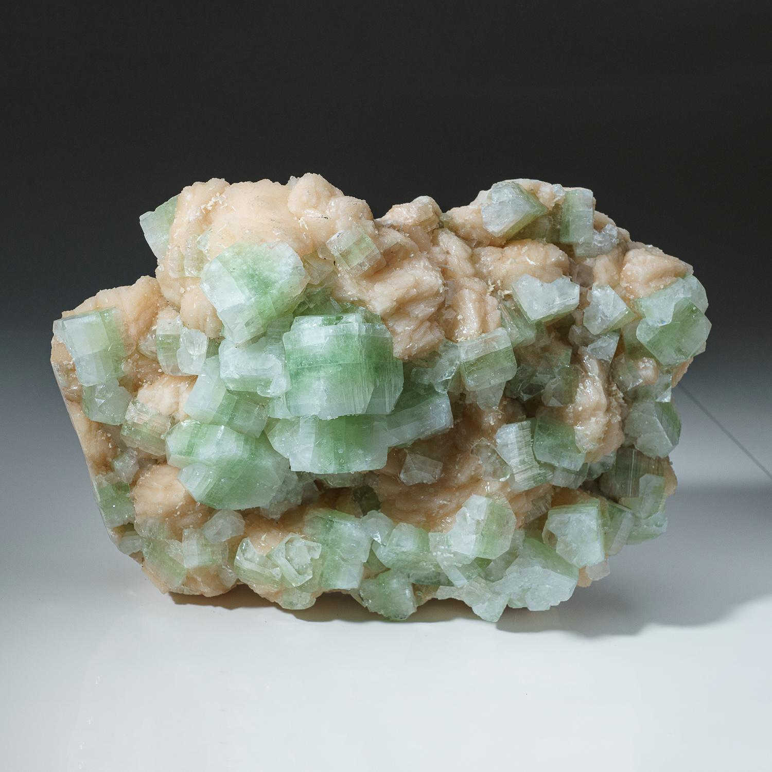 green apophyllite with stilbite