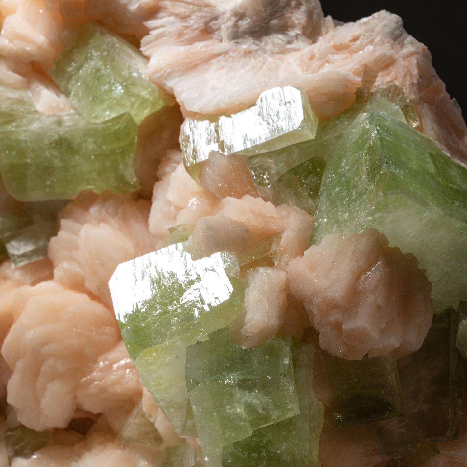 18th Century and Earlier  Gem Green Apophyllite Mineral Crystal with Stilbite from Maharashtra, India For Sale
