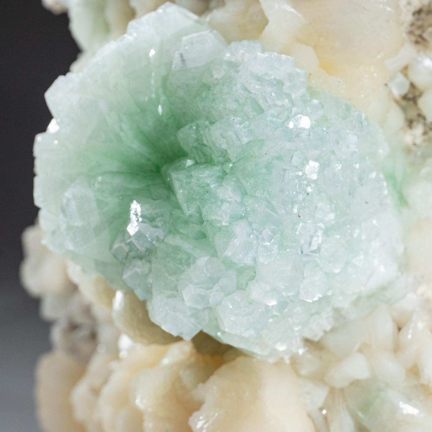 18th Century and Earlier Gem Green Apophyllite with Stilbite from Maharashtra, India For Sale