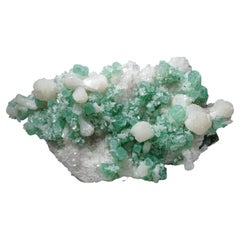Antique Gem Green Apophyllite Mineral Crystal with Stilbite from Maharashtra, Indi
