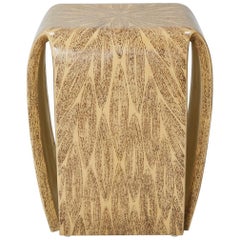 "Gem" Lacquered Side Table with Natural Fiber Inlay, 1990s