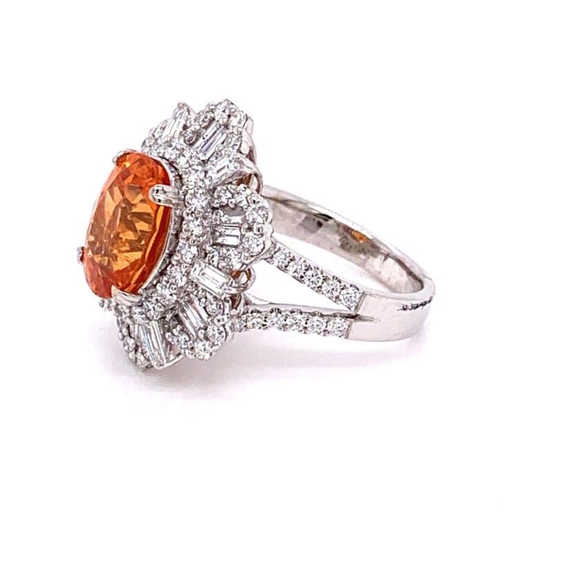 Women's Gem Mandarin Garnet Diamond Gold Sunburst Ring For Sale