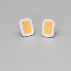 Gem Metal Rectangle Keum boo Earrings in Silver & 24ct Gold by Sheng Zhang
