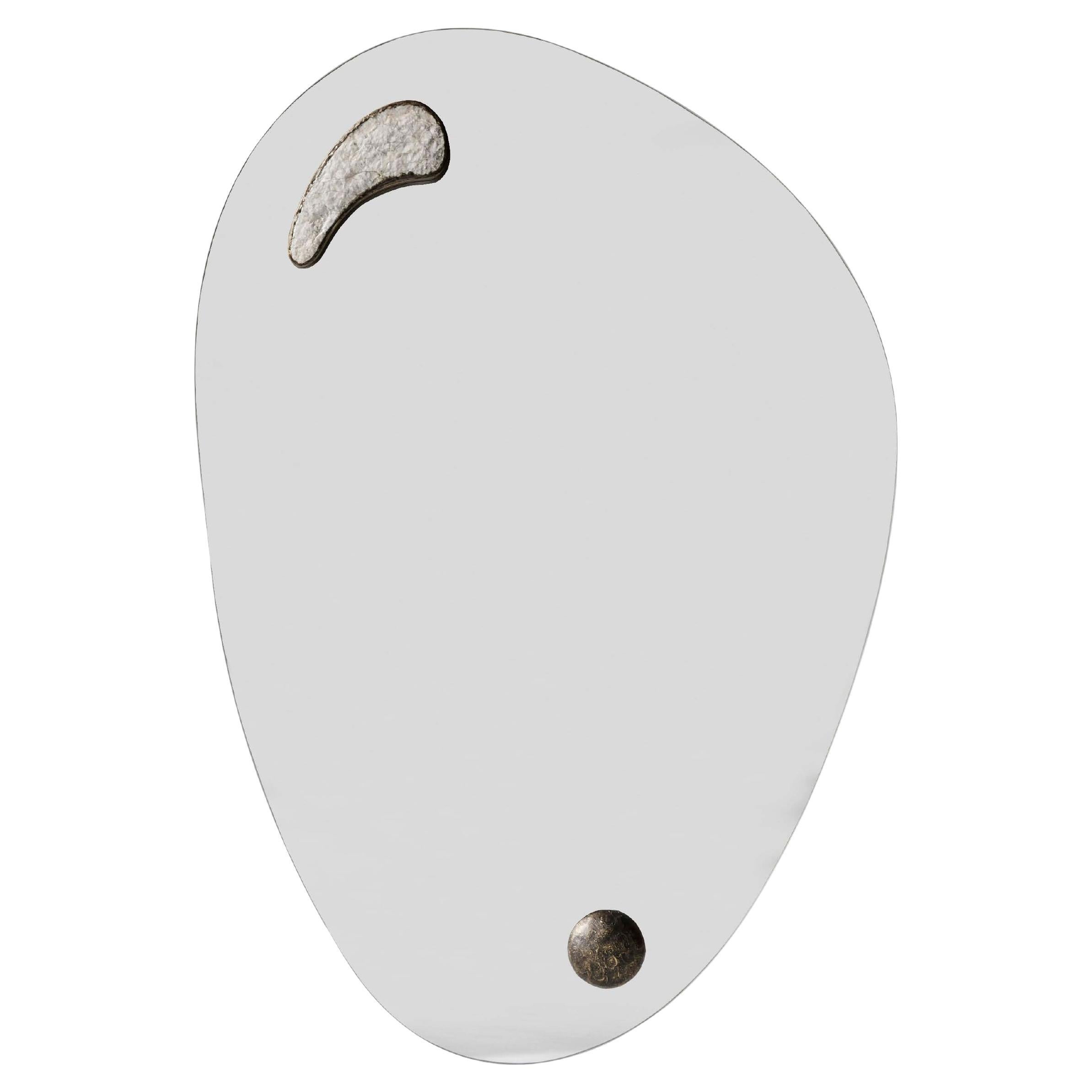 Specchio Gem (verticale) di DeMuro Das in bronzo antico massiccio e howlite