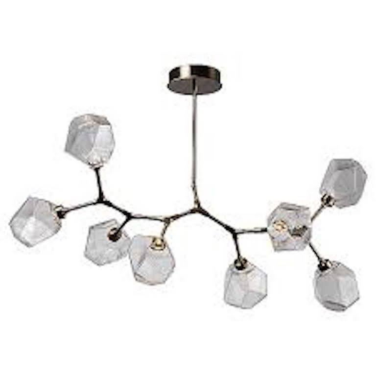 Gem Modern Branch 8-Light, Matte Black Chandelier, Hammerton Studio In Excellent Condition In Atlanta, GA