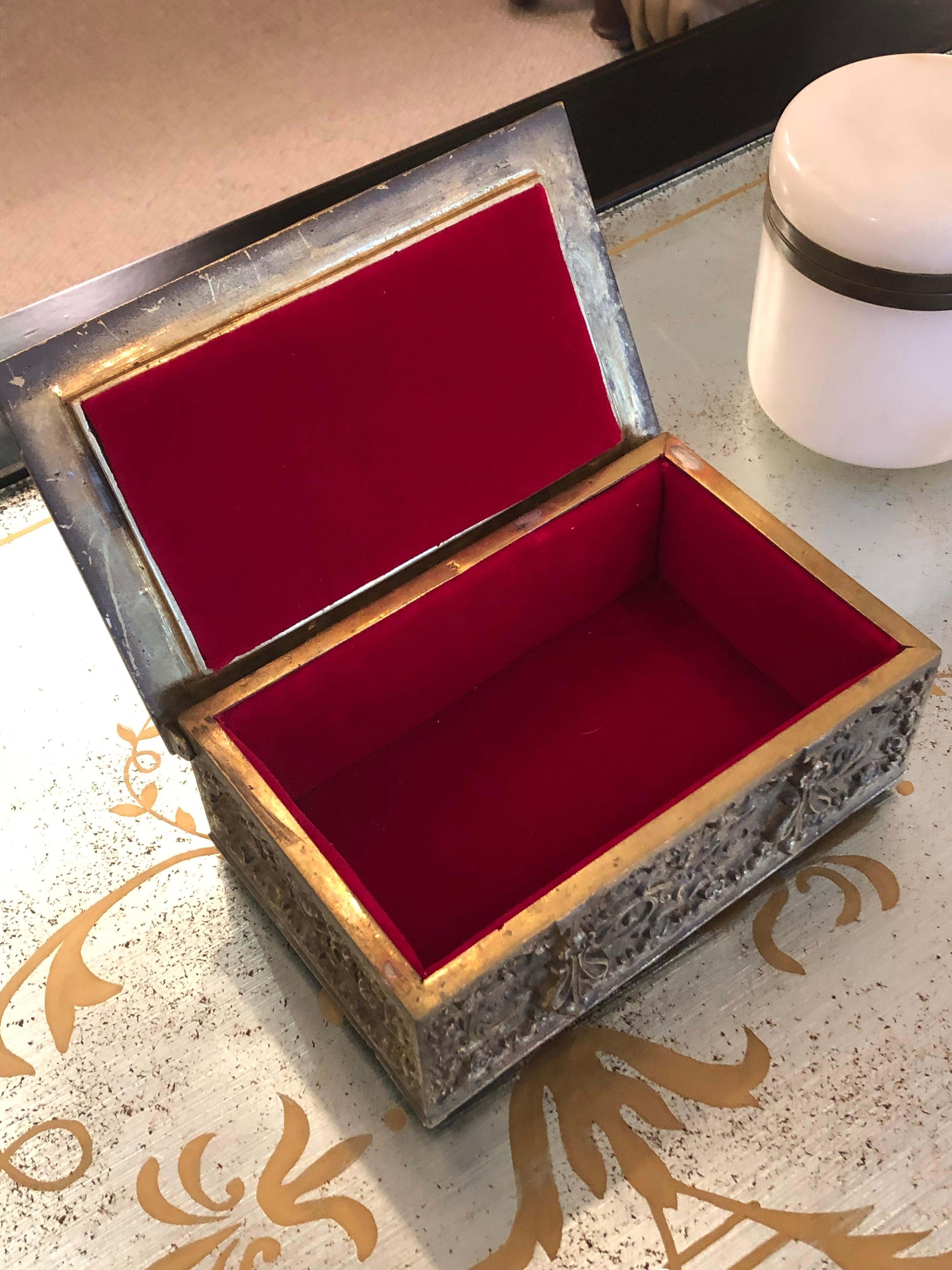 French Gem of a Bronze Antique Jewelry Box For Sale