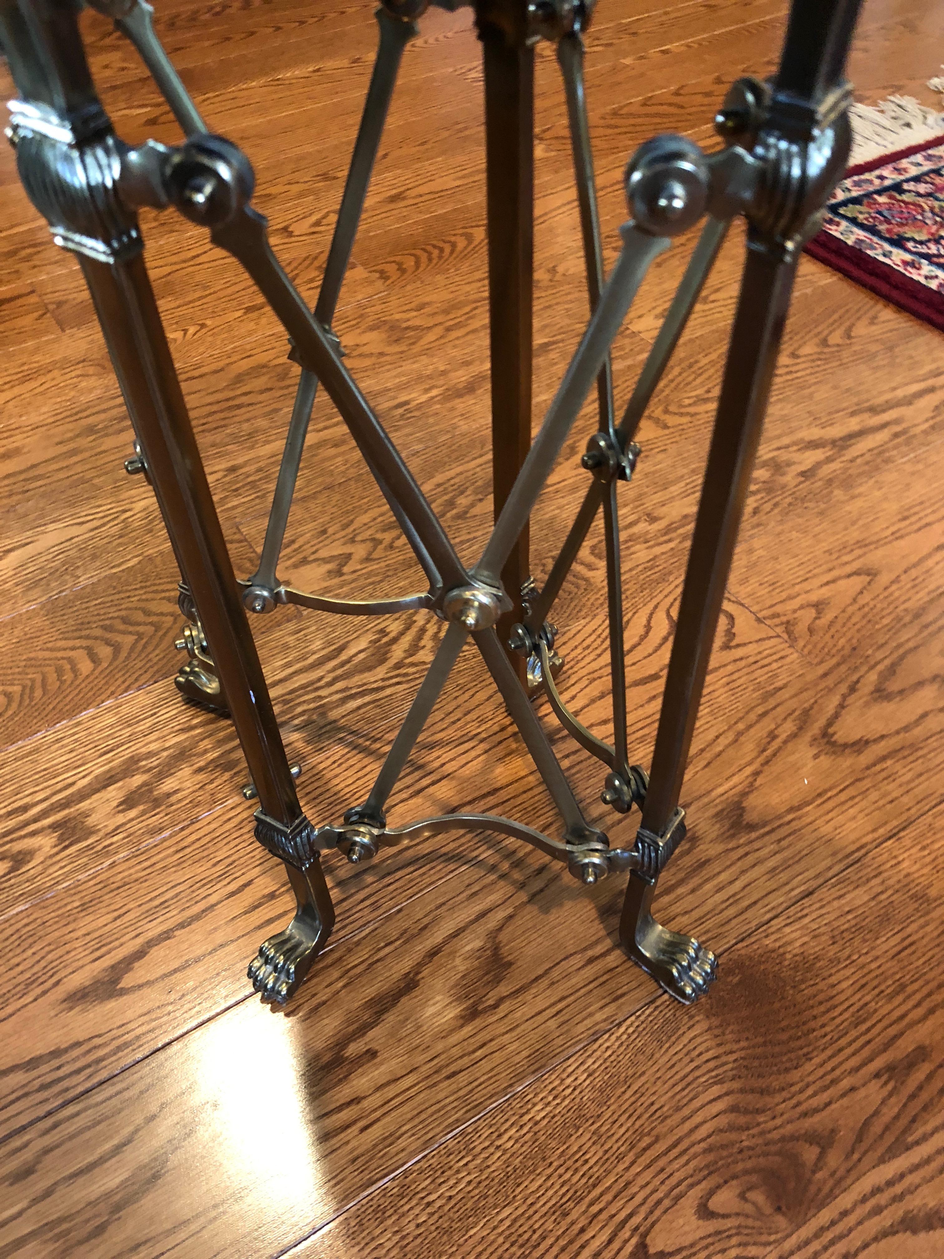 Gem of an Oval Marble Top and Brass End Table Drinks Table 3