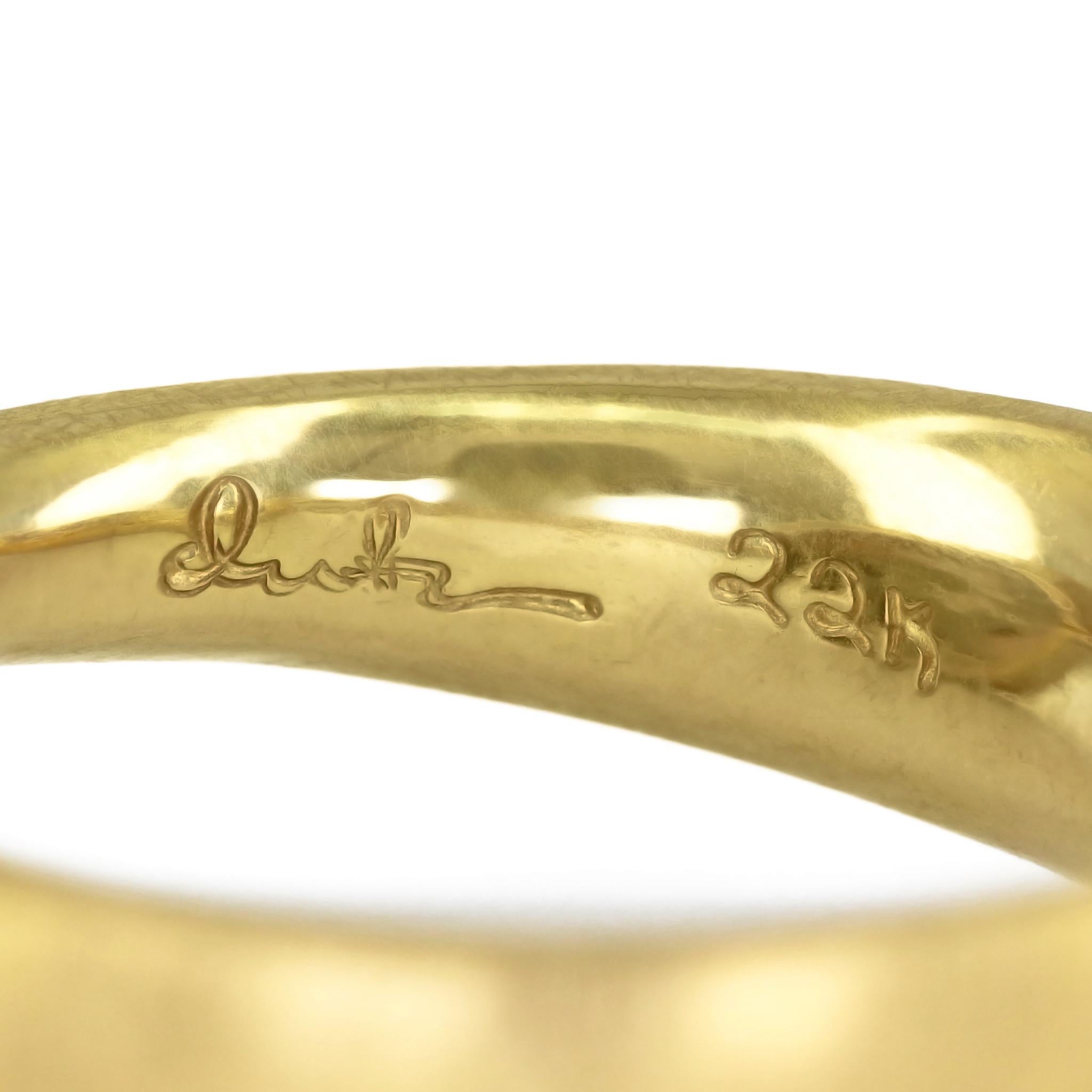 Women's or Men's Gem Orange Rainbow Moonstone 22k Gold One-of-a-Kind Ring, Devta Doolan 2024 For Sale