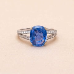 Gem Paris Certified 3.66 carat unheated sapphire ring