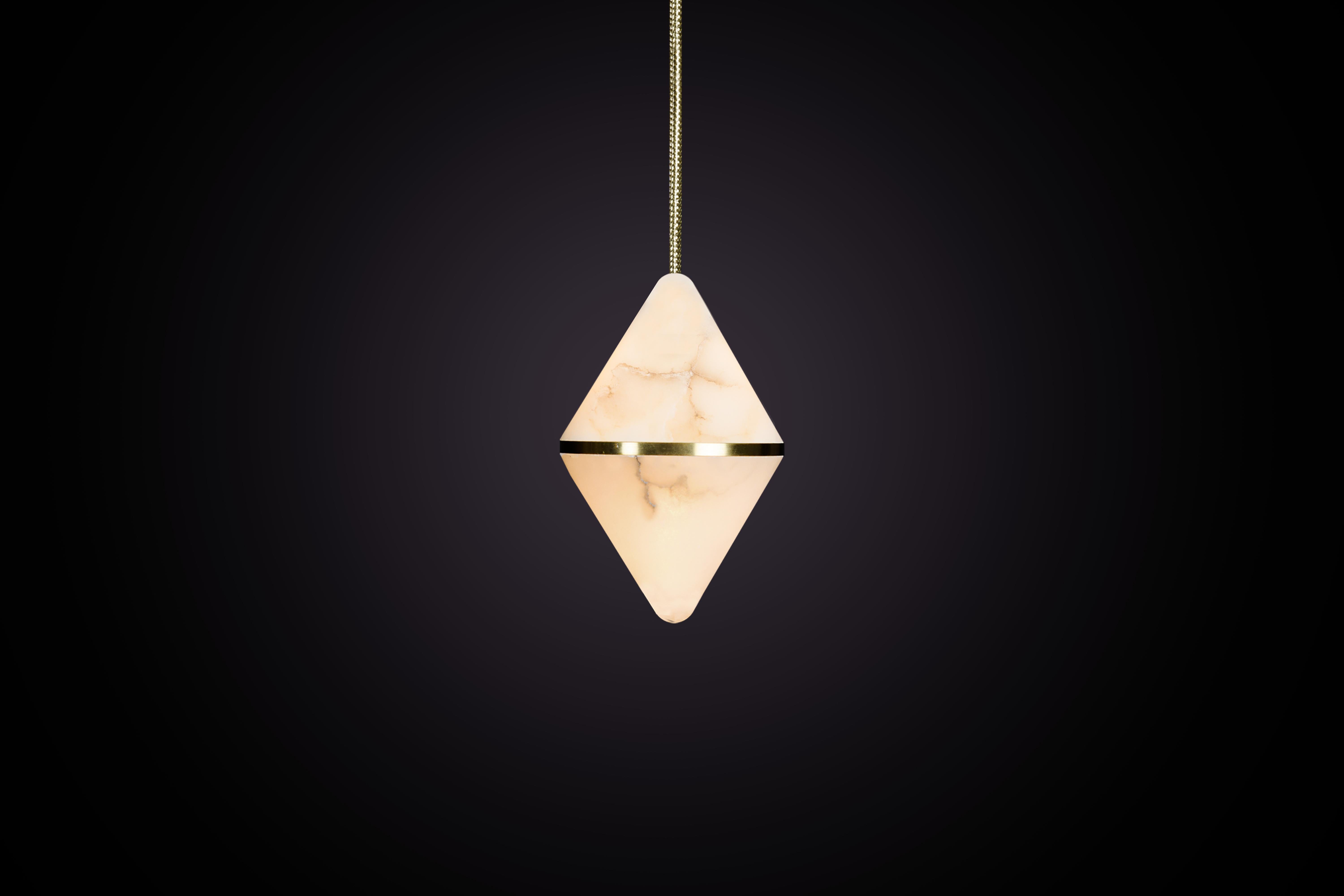 Inspired by the beauty of precious stones and the creativity of the craftspeople who work them. 

Created from alabaster, a material with a long history of use in the visual arts. Loved for its distinct veining and beautiful light-emitting