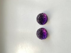 Gem Quality Amethyst Hand Carved Round Cabochon Loose Gemstone for Jewelry
