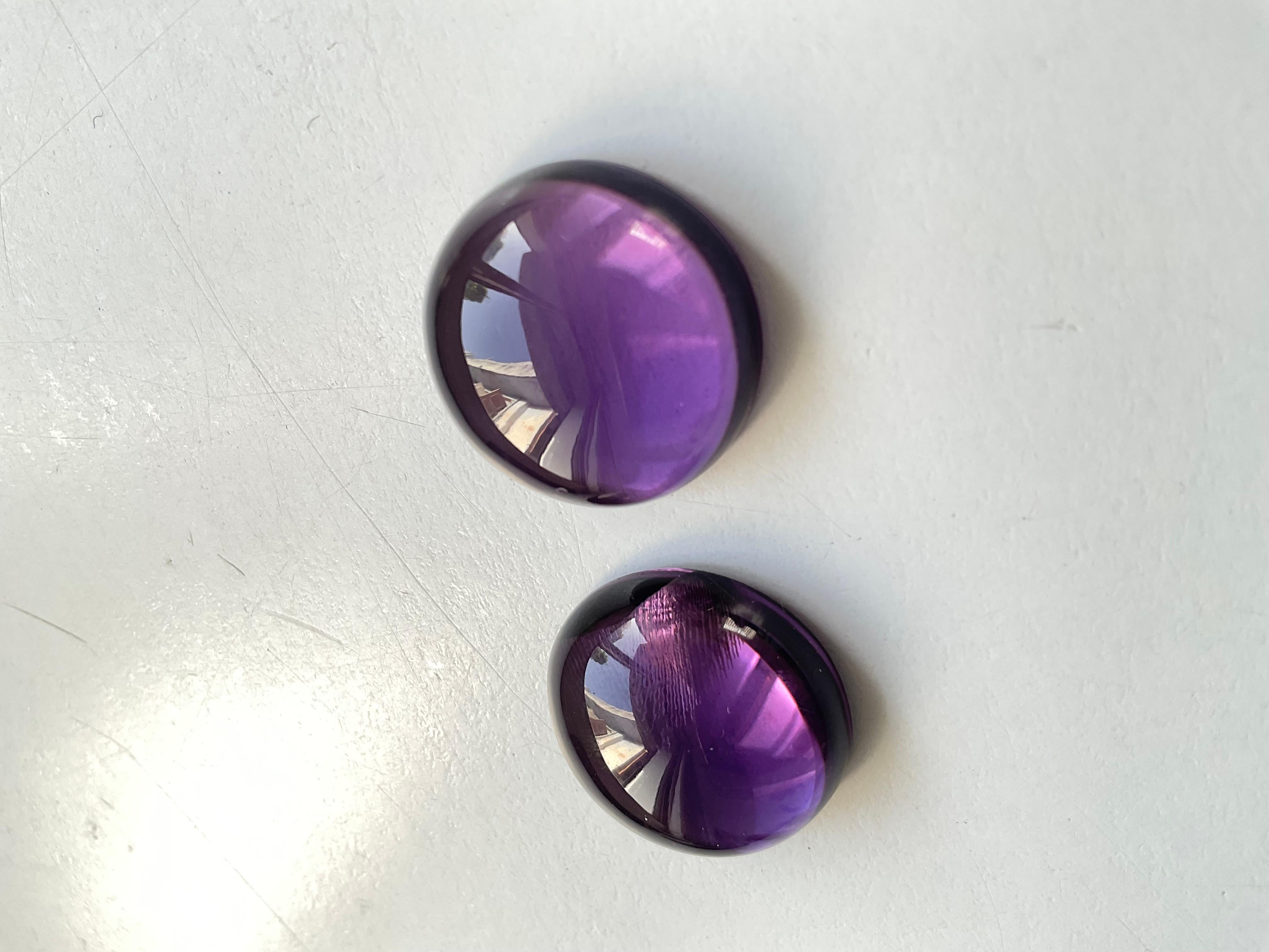 Art Deco Gem Quality Amethyst Round Cabochon Loose Gemstone for Jewelry For Sale